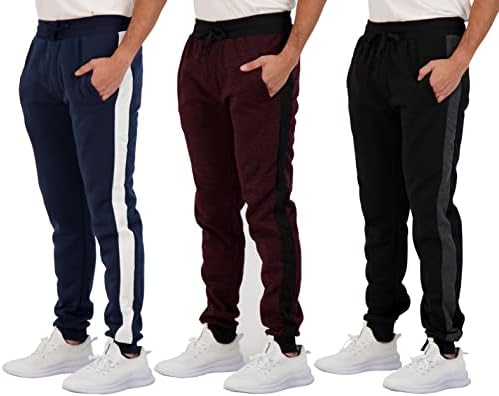 Real Essentials 3 опаковка: Мъжки спортни Ежедневни панталони за джогинг отвътре Tech с джобове (предлагат в модели Big