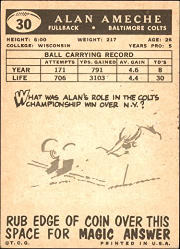 1959 Topps # 30 Алън Амеч Балтимор Колтс (Футболна карта) EX/Mount Колтс Уисконсин
