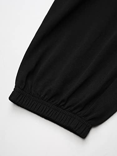 Мъжко облекло от две части NIBHZ, Мъжка Тениска с ръкав raglan и спортни панталони с завязками на талията (Цвят: черен, Размер: Средно)