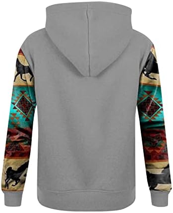 SAXIGOL Блузи За Мъже Графичен Дизайн Западен Етнически Геометричен Пуловер Ацтеките Плюс Размер Hoody С Кръгло Деколте В съвсем малък