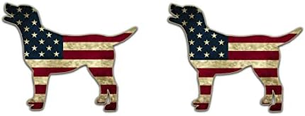 Комплект от 2 Стикери САЩ Лабрадор Куче във формата На американското 4 инча. Горд Американски Патриотичен знамето на Съединените американски Щати Винил за Броня на