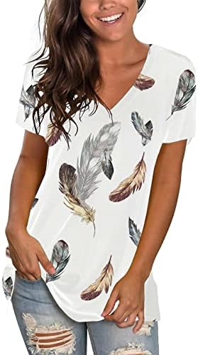 Есенно Годишната Графична Блуза, Тениска за Жени С Къс ръкав 2023 Облекло Памучен Блуза за Обяд с VОбразным деколте M2