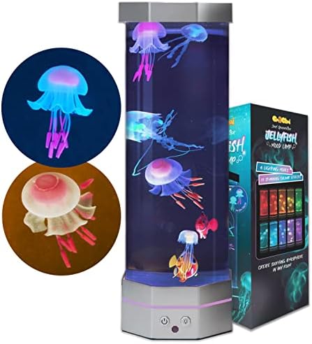 Аквариумная лампа настроението Go2Chai Jellyfish - Реалистични 7 Медузи, риби-Клоуни с цветни ефекти за нощно осветление, идеален подарък за декор на масата за деца и възрас
