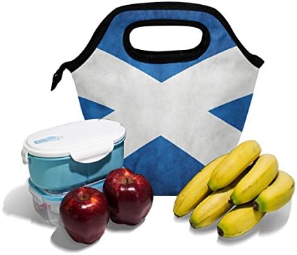 Чанта за обяд Vipsk за възрастни/мъже/Жени/Деца, Обяд-Бокс с Флага на Шотландия, Водоустойчив Калъф за Носене за Пикник на Открито, Чанти-тоут с цип, черна