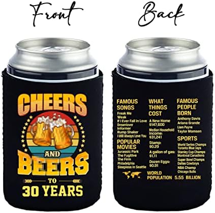 Ръкави-охладители за консервни кутии за напитки на 30-ти рожден ден, Поздрави с 30-годишнината от Старата информация за времето, Декорации с 30-годишнината на мъжете и