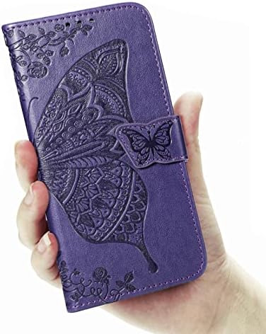Чанта-портфейл DiGPlus Galaxy S23 5G, [С отпечатан във формата на пеперуда и цвете], една чанта-портфейл от изкуствена кожа, флип-надолу Защитно покритие за мобилен телефон с ?