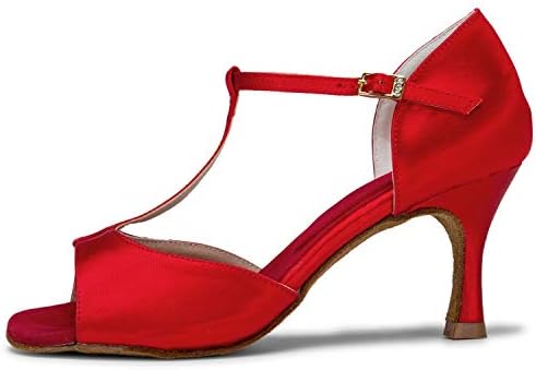 JIAJIA 20511 Дамски Сатенени Сандали На Расклешенном Обувки За Латино Салса Танцови обувки