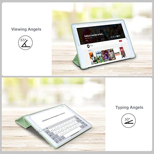 Калъф FS FANSONG за iPad 10.2 9th Генерал 2021/ 2020 iPad 8th Gen/2019 7th Gen, Тънък Мек Защитен калъф от TPU Smart Cover Trifold за iPad 10.2 инча 9/8/7 Травянисто-зелен цвят