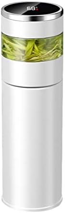 Умен термос SEIJY 450 мл с led дисплей на температурата с филтър, двупластова запечатани бутилка за вода от неръждаема стомана, термос (Цвят: бял, размер: 450 мл)