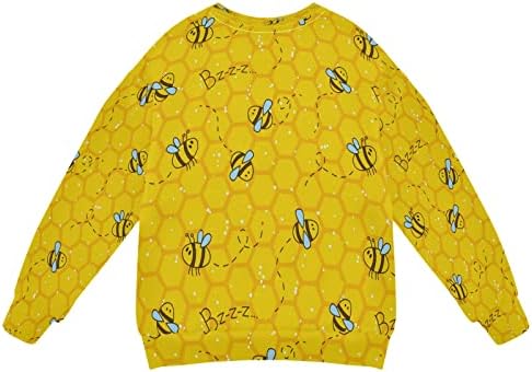 Пчелите Жълти Пити Hoody За Момчета и Момичета, Пуловер с кръгло деколте за Деца, Пуловер с Дълъг Ръкав, Есенно-Зимни Дрехи