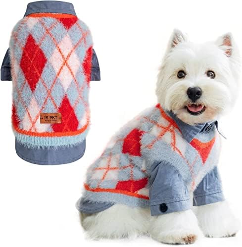 Пуловер за кучета - Класически Клетчатая Hoody за домашни любимци, Есенно-Зимно Палто за кучета в стил Мозайка, Мека Топло Облекло за Кутрета за Малки до Средни Кучета,