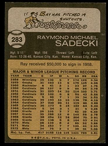 1973 Topps 283 Рей Садеки Ню Йорк Метс (Бейзболна картичка) NM/MT Метс