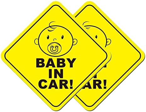 Стикер Gikop Baby on Board за автомобили (2 опаковки), марка Baby In Car, Отразяващи Водоустойчив Кола етикети с Висока интензивност, 5 5 е забавна и сладка стикер с предупреждение,