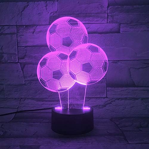 Jinnwell 3D Футболен Футболен Нощно Лампа Илюзия Нощна Лампа 7 цвята, което променя Сензорен прекъсвач, Настолни лампи