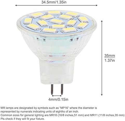 Led лампи RTNLIT 3W MR11, led прожектор на базата на 12v GU4 (смяна на халогенна лампа с мощност 20 W), дневна светлина 6000 До бяло, без регулиране на яркостта (опаковка от 4 броя)