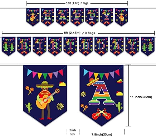 Банер на Рожден Ден в теми Фиеста за мексиканците, Декорации и аксесоари за партита в стила на Синко Де Майо, Декор за Мексикански парти в чест на рождения Ден На зак