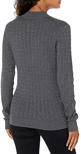 Essentials / женски лек пуловер класически намаляване на дантела с дълъг ръкав и имитация на вратата