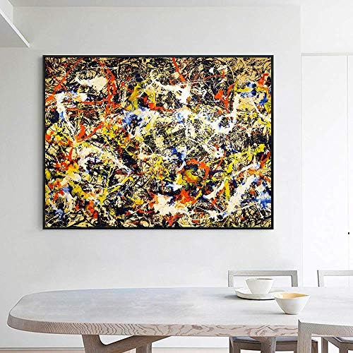 INVIN ART Платно в рамка Конвергенция by Jackson Pollock Extra Large С принтом в стил Giclee, Абстрактно Стенно Изкуство,