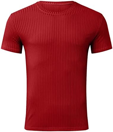 2023 Нова Мъжка Лятна Риза на Вертикални Райета Однотонного на Цвят, С кръгло деколте, Стрейчевая Тениска За Фитнес и