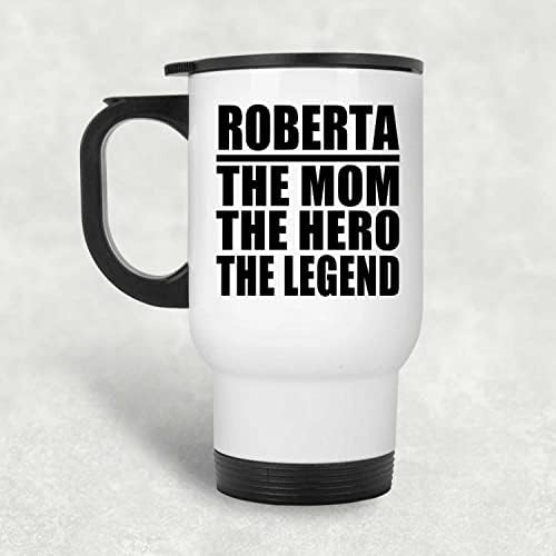 Дизайн: Мама на Робърт, Герой, Легенда, Бяла Пътна Чаша, 14 мл, Чаша от Неръждаема Стомана С Изолация, Подаръци за Рожден