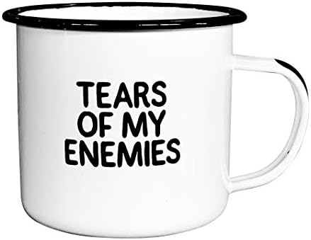TEARS OF MY ENEMIES | Эмалированная кафеена чаша | е Идеално за Саркастичных мъже, Жени, бащи, Момчета, Синове, военни