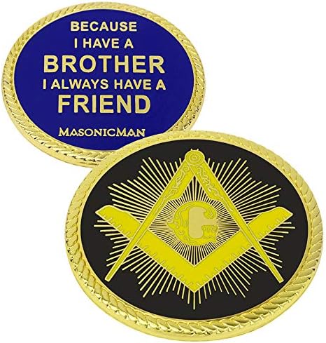 MasonicMan Метална Масонская монета Freemasonry Масонская Двустранно монета на Обаждане, Подарък чанта (2 опаковки)