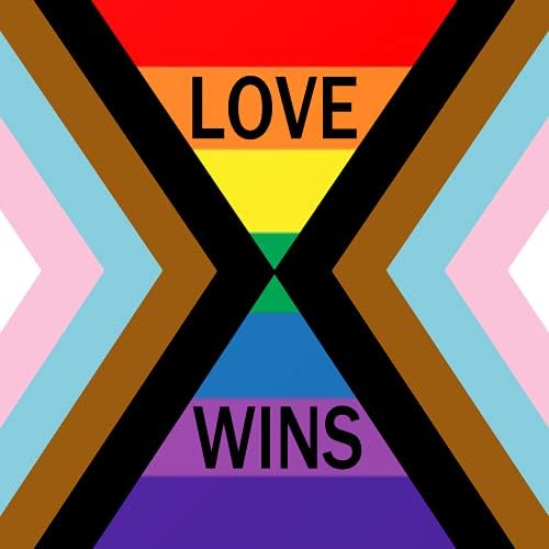 Любовта Побеждава Равенство Напредък Флаг Стикер на Бронята - ЛГБТ Гей Гордост Дъга BLM Транс Би Vinyl Стикер 3x3 см