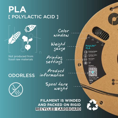 Конци Polymaker PLA 1,75 мм, син конец за 3D-принтер PLA 1,75 1 кг - Темата за 3D печат PolyLite 1,75 PLA, синя тема