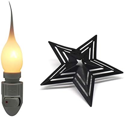 CVHOMEDECO. Метална Звезда на Хамбара с Перфорирани Ленти, Електрически лека нощ, Силиконова лампа-свещ с мощност 7 W