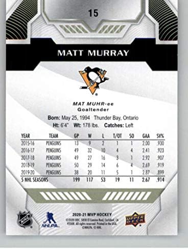 Хокейна карта MVP #15 горната палуба 2020-21 Мат Мъри Питсбърг Пингуинс НХЛ NM-MT