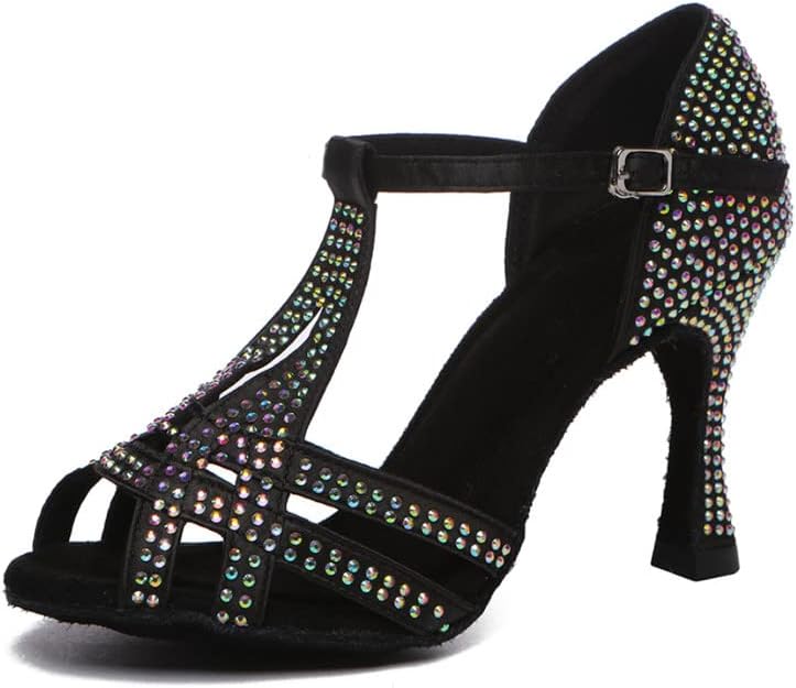 Женски обувки за Латино Танци HROYL, Блестящи Обувки за Танци балната зала С Кристали за Бачаты и Салса, YCL547