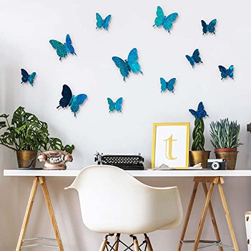 Декор на стените с пеперуди, 24ШТ 3D Декорации за Торта с Пеперуди за Украса на Торта, боядисани стени, Декорации за