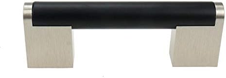 LC LICTOP 100 мм/3,94 Дължина Матово Черни Дръжки за Шкафове със Сребрист Матиран Основание 76 mm /2,99Разстояние между