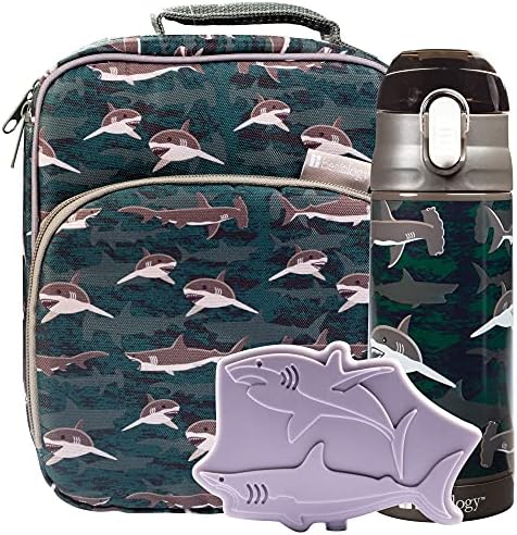 Набор от детски чанти за обяд Bentology (Shark) - Включва мека изолированную чанта за многократна употреба пакет с лед и изолированную бутилка за вода от неръждаема стоман?