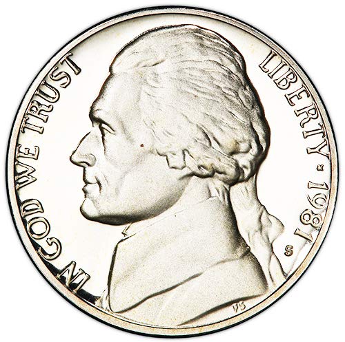 Монетен двор на САЩ, 1981 г. с разбивка тип 1 Jefferson Nickel Choice Без лечение
