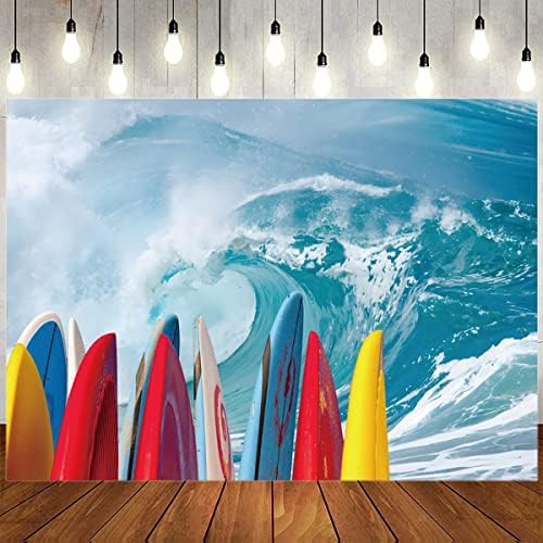 Лятна Дъска за сърф 7x5 фута, Тематични Плажен Фон, Морски Вълни, Тропически Хавайски Остров, Фон За Снимки, Портретна