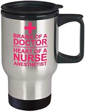 Пътна чаша медицинска сестра-анестезиолог/Подаръци-Чаши за благодарност медицински сестри/Подарък-Мозъка лекар, Сърцето