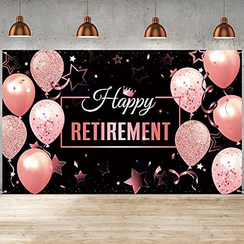 Украса за парти Щастлив пенсиониране, Много Голям Текстилен Банер с надпис Happy пенсиониране, на Фона на фотобудки с