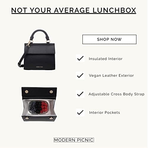 Модерна чанта за пикник | Мини-Ланчер | Малка Чанта-мрежи за обяд | Шик дизайн, Изработени от веганской кожа Отвън и
