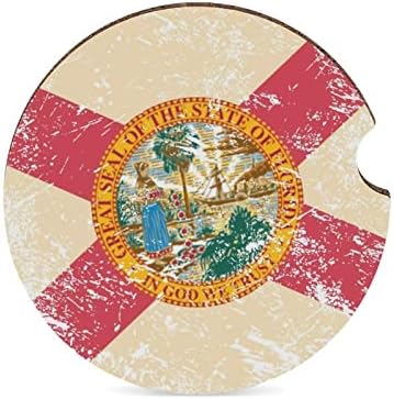 Флаг на щата Флорида Автомобилните Поставки за напитки, поставки за чаши с Bossed за пръсти, Съвременни Аксесоари Абстрактен дизайн, 1 бр.