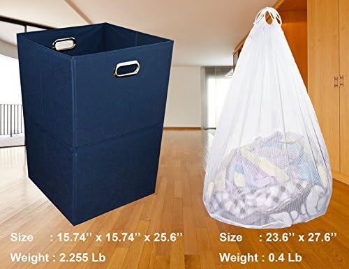 Сгъваема голяма кошница за дрехи с торба за дрехи - Високо качество здрав плат, пластмасова дъска, много Голям размер, компактна количка за бельо с метални дръжки (т?