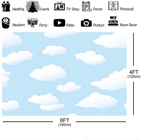 6 × 4 фута Бели облаци на Фона на Синьо небе Деца Новородено Рожден Ден Фон за душата на детето за Фотография Природни Пейзажи Карикатура на Парти Банер Украса на Тор
