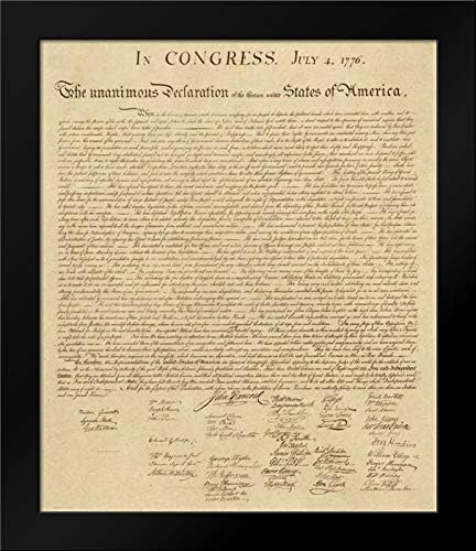 Декларацията на независимостта на САЩ - Художествена Гравюра в рамка с размер 20х24 см, Направени от правителството на САЩ