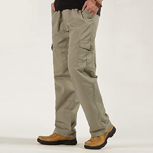 Леки Панталони-Карго Мъжки Големи и Високи Мъжки Ежедневни Свободни Памучни Панталони Големи Размери с Еластичен Колан на съвсем малък-