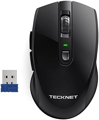 Безжична Мишка TECKNET, Компютърна Мишка с 6 Нива на регулиране на 4800 dpi, Безжична Мишка, USB 2,4 G, Мишка с 6 Бутона,