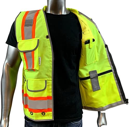 REXZUS Отразяваща Жилетка за Безопасност За мъже Клас 2 От дебел плат в два цвята Инженеринг Жилетка Hi Elbi Safety Vest