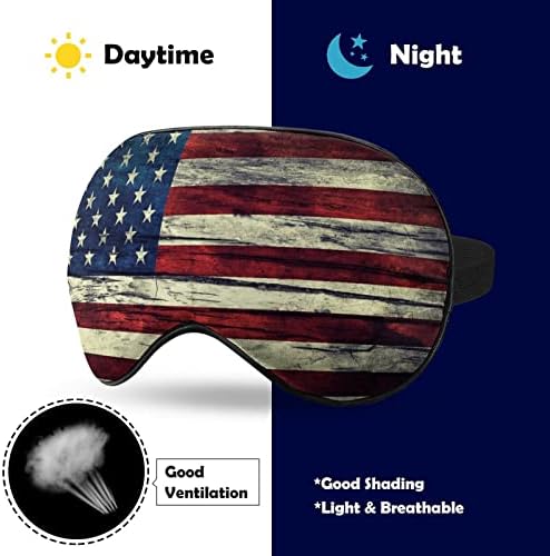 Реколта Дървена Маска за Очи с Американския Флаг на САЩ, Затемненная Нощна Превръзка на Очите и с Регулируема Каишка