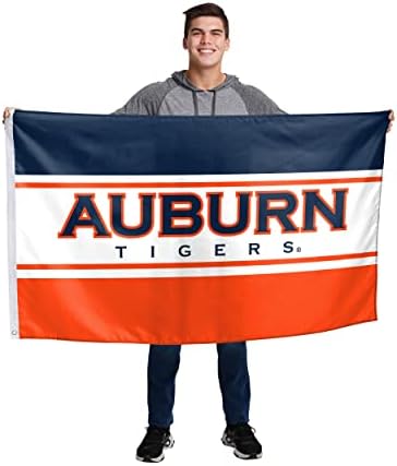 NCAA Auburn Тайгърс Унисекс Двупосочен отбор Лого 3 x 5' Хоризонтален Флаг, Странично оттичане, фланец 3 x 5', Един Размер