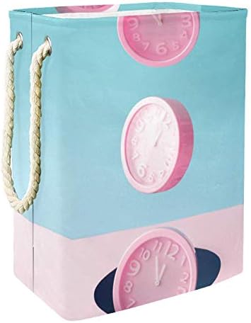 Unicey Розови Стенни Часовници, които Падат от Голяма Кутия За Съхранение, Сгъваема Кошница за Бельо за Детска стая и