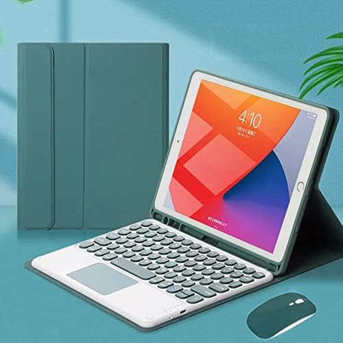 Galaxy Tab S7 11 2020 SM-T870 SM-T875 SM-T878 Калъф за клавиатура с тачпадом Безжична Мишка Подвижна клавиатура Bluetooth Стилна и красиво сензорна клавиатура (Galaxy Tab S7 2020 г., тъмно зелен)
